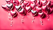 © anmitsu - Heart-shaped metallic balloons on pastel pink background. love concept. holiday celebration. Valentine's Day or wedding party