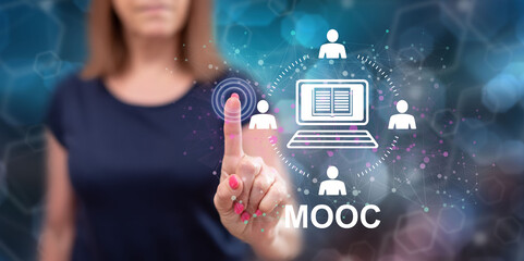 Poster - Woman touching a mooc concept