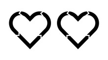 Black Arrow Heart Icons Set. Health Logos Illustration Vector Isolated On White Background.