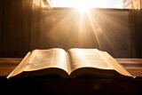 Fototapeta Tulipany - sunlight falling on an open bible