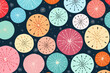 Sand dollars quirky doodle pattern, wallpaper, background, cartoon, vector, whimsical Illustration