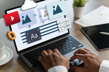 Fototapete - programming design website homepage ideas e-learning, online education web traffic analytics data on