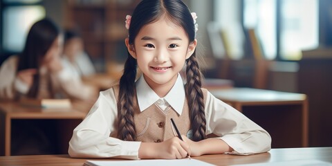 Poster - A little girl is learning