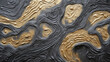 Circular abstract gold, yellow and black metal textured flat background for large scale wall art installation.