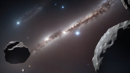 Wall Mural - A Asteroid And A Large Asteroid In The Background