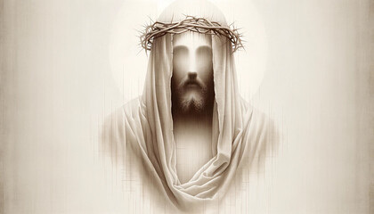 Wall Mural - Crowned in Glory: An Ethereal and Minimalistic Risen Christ