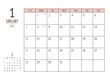 2024年 1月 シンプル書き込みカレンダー