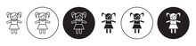 Doll Icon Set. Baby Doll Vector Symbol In Black Filled And Outlined Style.