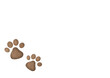 clip art Hand drawn watercolor Dog or cat paw. cut out Cute animal brown footprints. foot step silhouette imprint of kitten, puppy. art in corner of sheet on transparent background. copy space