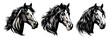 Horse heads vector silhouette cartoon illustration