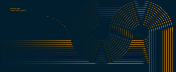 Aufkleber - Abstract elegant black background with shiny gold geometric lines. Modern golden diagonal rounded lines pattern. Luxury style. Horizontal banner template.
