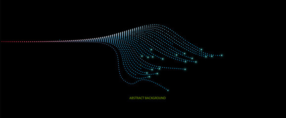 Aufkleber - Vector abstract light lines wavy flowing dynamic in blue colors isolated on black background for concept of AI technology, 