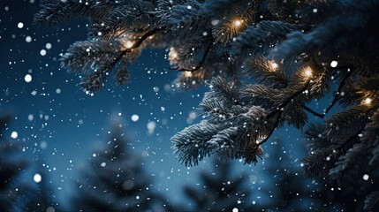 Wall Mural - Christmas Tree Under a Starry Night Sky