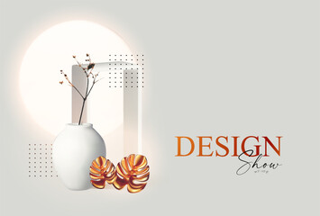 Wall Mural - 3d realistic product display design template. white scene with podium. elegant vector platform. stag