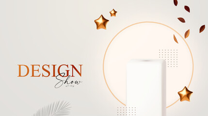 Wall Mural - 3d realistic product display design template. white scene with podium. elegant vector platform. stag