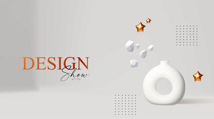 Wall Mural - 3d realistic product display design template. white scene with podium. elegant vector platform. stag
