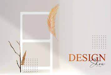 Wall Mural - 3d realistic product display design template. white scene with podium. elegant vector platform. stag