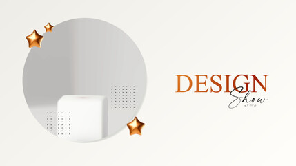 Wall Mural - 3d realistic product display design template. white scene with podium. elegant vector platform. stag