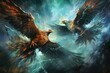 Ferocious thunder hawks, ruling the skies with lightning and thunder as their domain - Generative AI