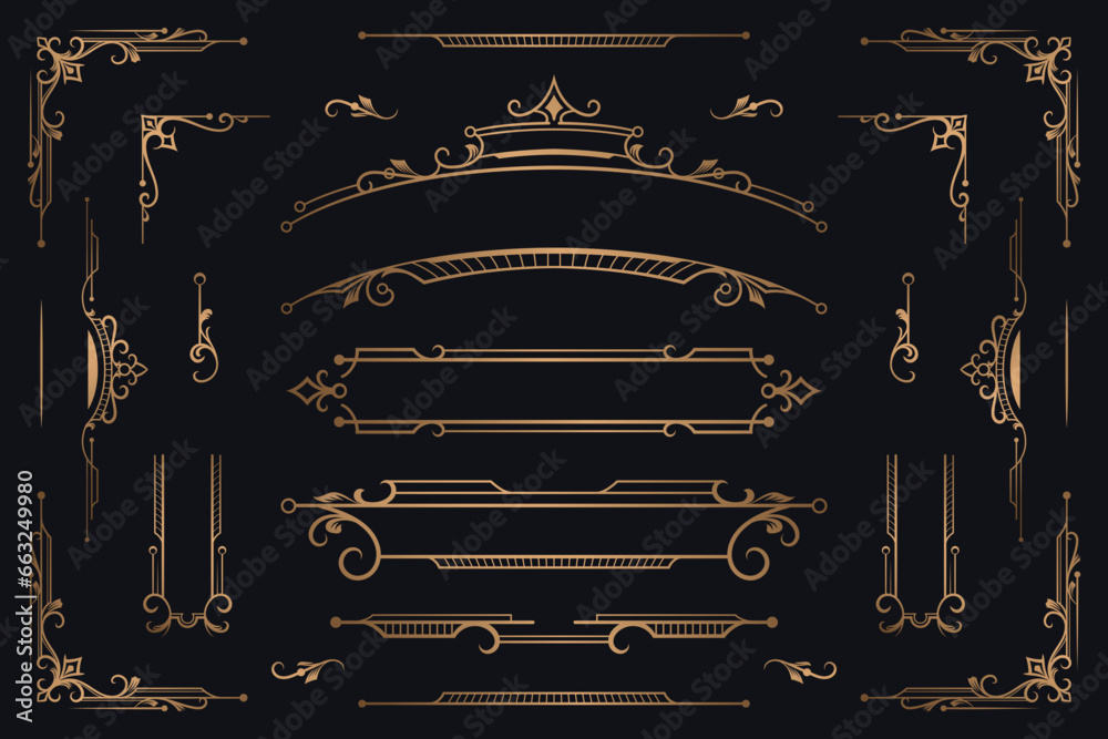 Set of Gold Vintage Ornament Vector Templates Stock Vector | Adobe Stock