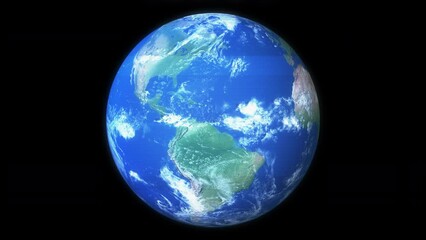 Fototapete - Looping animation of a stylized holographic planet Earth with digital glowing lines on a black background for layer overlay. Suitable for use in technology, business, or communication contexts