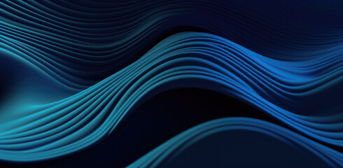 Poster - Abstract blue wallpaper with waves