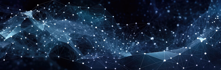 Poster - Abstract banner with dots connected with dark background