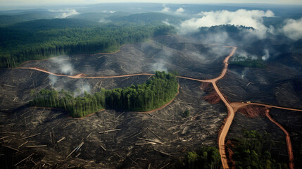 Canvas Print - problem with deforestation of rainforests