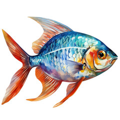 Watercolor Tetra Illustration, Generative Ai