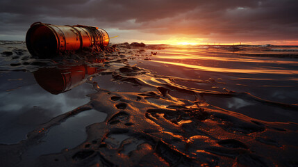 Wall Mural - barrel at sunset