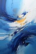 Illustration artistique d'une peinture à l'huile dans les tons bleus et oranges. Artistic illustration of an oil painting in blue and orange tones.