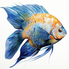 Wall Mural - Watercolor Angelfish Illustration, Generative Ai