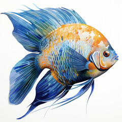 Poster - Watercolor Angelfish Illustration, Generative Ai