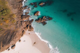 Fototapeta Niebo - beautiful island, exotic warm countries, beach by the sea, ocean, aerial drone photo