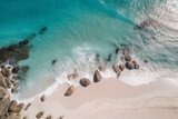 Fototapeta Fototapety na sufit - beautiful island, exotic warm countries, beach by the sea, ocean, aerial drone photo