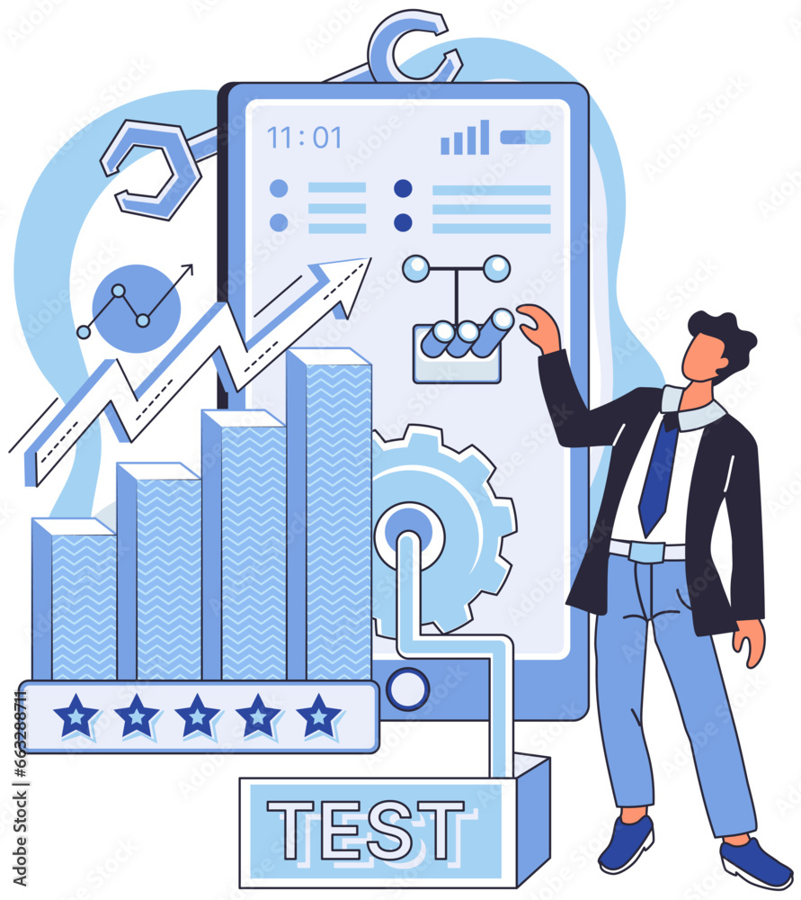 Application testing metaphor. Vector illustration. Software testing ...