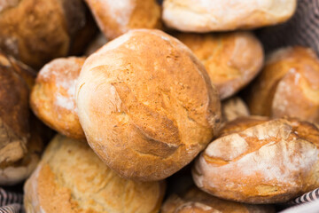 Wall Mural - Ruddy rolls of fresh warm grain bread