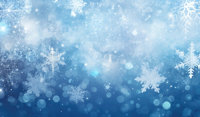 Poster - Background with snowflakes and bokeh effect