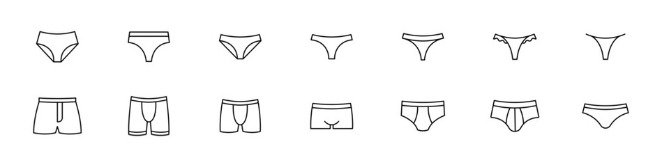 Wall Mural - underpants, underwear vector icon. underwear trunks, boxer, bikini, lingerie outline icons collectio