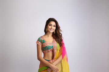 Wall Mural - Young beautiful woman in traditional attire, lehenga-choli