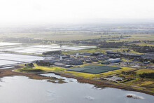 Aerial View Of Melbourne's Water Treatment Plant From Aerial Perspective, Victoria, Australia.