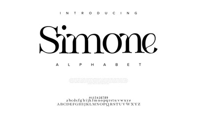 Wall Mural - Simone premium luxury elegant alphabet letters and numbers. Elegant wedding typography classic serif font decorative vintage retro. Creative vector illustration