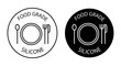 Food grade silicone icon set. Plastic safety fork and glass icon in black color for ui designs.