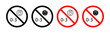 Not suitable for children under 3 years icon set. Forbidden danger warning sign for less than three years old child icon in black color for ui designs.