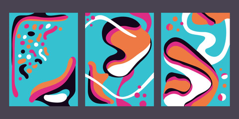 Poster - Banners set - organic shapes on blue background