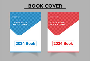 Wall Mural - Modern cover for corporate  office report, brochure cover, presentation cover | Minimalistic book covers design | Geometric shape cover design | Blue & Red colors