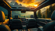 © Graphics.Parasite - Road Trip Adventures Car Travel and Wonderful View of Amazing Mountain and Open Field