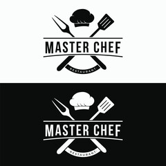 Wall Mural - Kitchen logo design with creative chef's hat and cooking utensils. Logo for restaurant, chef, business.