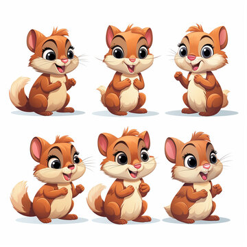 Squirrels set. Cute cartoon animals. Vector illustration.
