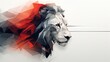  a lion's head with a red mane on a white background.  generative ai